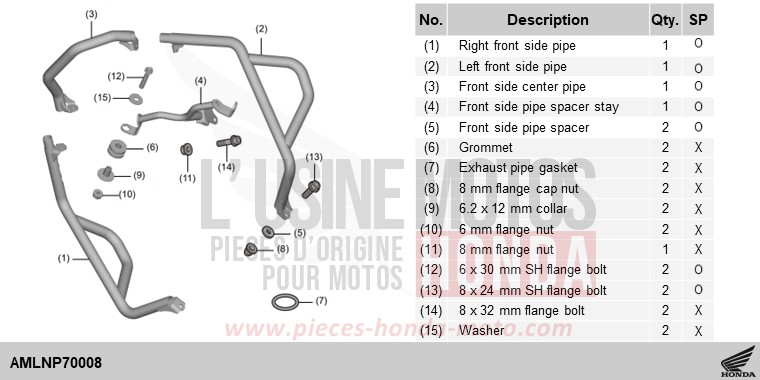 KIT,FR SIDE PIPE (L4) de Africa Twin DCT MAT BALLISTIC BLACK METALLIC (NHA86) 2024